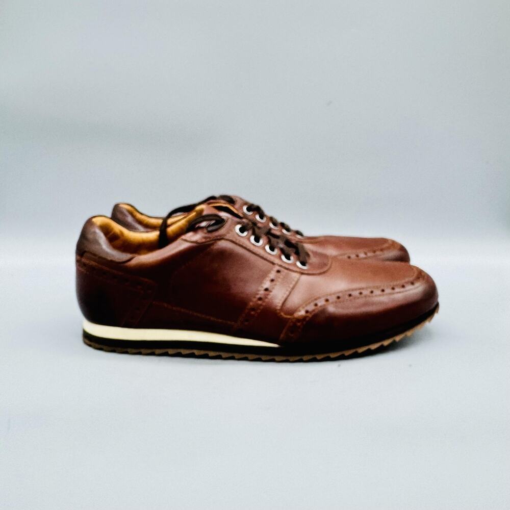 Johnston & Murphy Shoes Mens 8.5 Brown Leather Wingtip Sneakers Casual Comfort